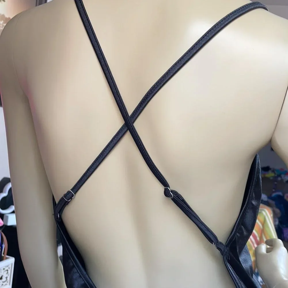 Junior XL Women Medium Sexy Little Black Mini Dress Backless - Picture 3 of 3